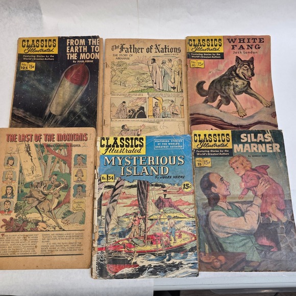 Classics Illustrated Other - Classics Illustrated Comic Lot 6 Books 1940s-50s Vintage Fair Condition